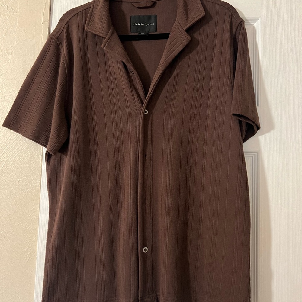 Christian Lacroix Dark Brown Button-Up Shirt with Label Detail